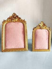 1Pc Vintage Baroque Style Resin Jewelry Display Towers, Gold White Pink,Tabletop Rectangular Necklace Organizer With Velvet Backing, Multipurpose Accessory & Earring Holder, Decorative Jewelry Showcase Without Electricity Back To School - Multicolor - View 14