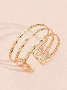 1 pieza Brazalete minimalista de 3 rayas de moda de verano, brazalete liviano y lujoso adecuado para uso diario, playa y vacaciones, para chicas europeas y americanas