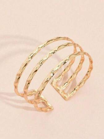 1 件夏季时尚简约三条纹手链，轻盈奢华的欧美女孩臂袖，适合日常穿着、海滩和度假