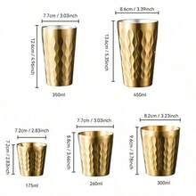 1pc Stainless Steel Double-Layer Insulated Coffee Cup (Gold), Creative Diamond Embossed Pattern, Home Use Coffee Cup Keeps Warm/Cold, Anti-Drop & Easy To Clean - Gold - View 7