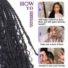 22 Inch Human Braiding Hair For Boho Braids Deep Wave Bulk Human Hair 100% Unprocessed Brazilian Virgin Hair For Braiding Bohemian No Weft 3 Bundles 110g Natural Color - Natural Black - View 3