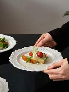 DearDali 手工巴洛克风格浮雕陶瓷餐具套装，家庭厨房意大利面盘甜品盘，酒店餐厅西餐盘，欧式早餐盘 - 彩色 - 查看 3