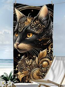 Toalla de playa ultrasuave de microfibra, absorbente de agua y de secado rápido de 250 g/m² con patrones de flamenco tropical, gato negro, leopardo, tigre, caballo salvaje y diseños de cómics de dibujos animados para playa, yoga, natación, camping, viaje, 70 x 140 cm / 90 x 180 cm. Esenciales de playa para verano, vacaciones y decoración de baño