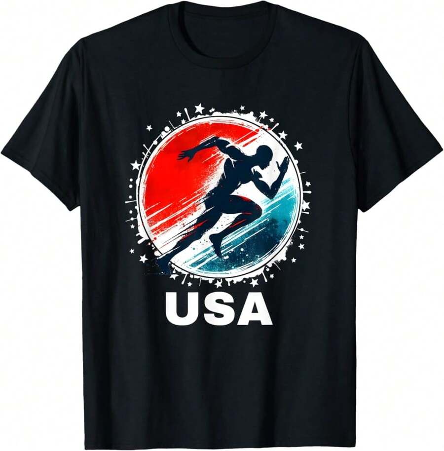 Camiseta de atletismo del equipo de EE. UU. para hombres, mujeres y niños - Negro - Ver 1