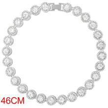 1pc Fashionable Women's Rhinestone Encrusted Round Tennis Chain Crystal Necklace, Shiny Hip-Hop Style Cuban Chain Jewelry, Valentine's Day Gift 2025