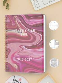 24 个月周计划和月计划学术笔记本，2025.7-2027.6 简约月度计划会议预约学术笔记本，适用于时间管理、办公和学校用品，完美礼物 - 彩色 - 查看 2