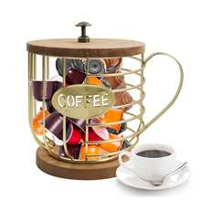 Classic Metal Coffee Pod Holder - Shelf Baskets For Countertop, Space-Saving Capsule Dispenser, Shelf Baskets - 金的 - 查看 4