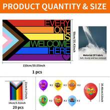 Pride Decorations Rainbow Gay Pride LGBTQ Flag Progress Pride Trans Bunting Banner Balloons 3x5ft Progress Gay Pride Banner For LGBT Party Parades Carnivals Festival Decorations Outdoor Indoor - 1 - View 3