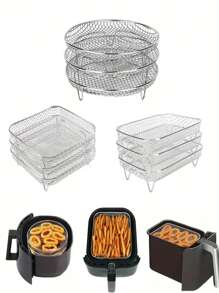 Juego de accesorios para freidora de aire de acero inoxidable - Apilable, apto para lavavajillas para hornos y freidoras, perfecto para hornear saludable en vacaciones