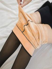 220g New Women's Fleece Tights Ladies Warm Winter Tights Leggings Thick Fleece Panty Fake Translucent Pantyhose Thermal Stockings - Black - View 8