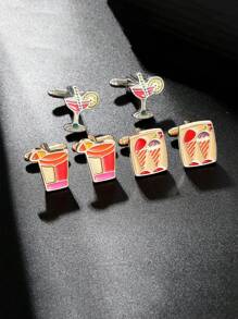 1 par de gemelos de vasos de cóctel, hechos de material de latón de alta calidad, diseño de vidrio colorido, adecuado para bodas y negocios