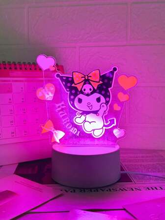 Sanrio 1 st. Creatieve Kuromi acryl nachtlamp - USB-aangedreven, roze LED met visuele schakelaar, ideaal voor slaapkamersfeer, Kerstmis, Moederdag, verjaardagen en paascadeaus