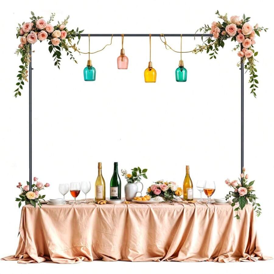 Over Table Balloon Arch Frame With Adjustable Clamps – Metal Hanging Rail Stand For Party Decorations, Wedding Table Backdrop, Birthday Celebration, Holiday And Festival Decor Display - Gold - View 1