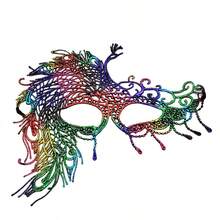 Vintage Ladies Lace Mask Halloween Prom Princess Gilded Big Peacock Mask - Multicolor - View 11