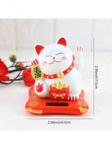 قطة الحظ اليابانية ماني نيكو المزودة بطاقة شمسية - بدون حاجة لبطارية - تمثال الحظ والفنغ شوي للثروة - مثالي للمنزل والمكتب والسيارة أو كهدية