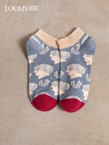 1 Paar Damen Ankle Socken mit Blattmuster, elegant, lässig, romantisch, vielseitig modisch
