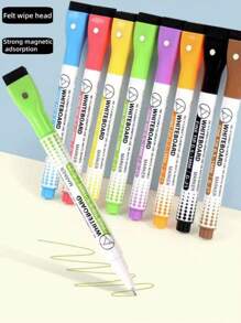 8 Stücke/2 Stücke Whiteboard Stift, löschbarer Wasserstift, magnetischer Whiteboardwischer, feine Spitze Malmaler Stift (Nachfüllungen 0,5-1 mm)