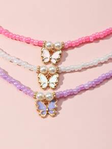 Bộ 3 chiếc/Bộ vòng cổ trái tim đính hạt nhiều màu sắc cho bé gái - Nhiều màu - Xem 5
