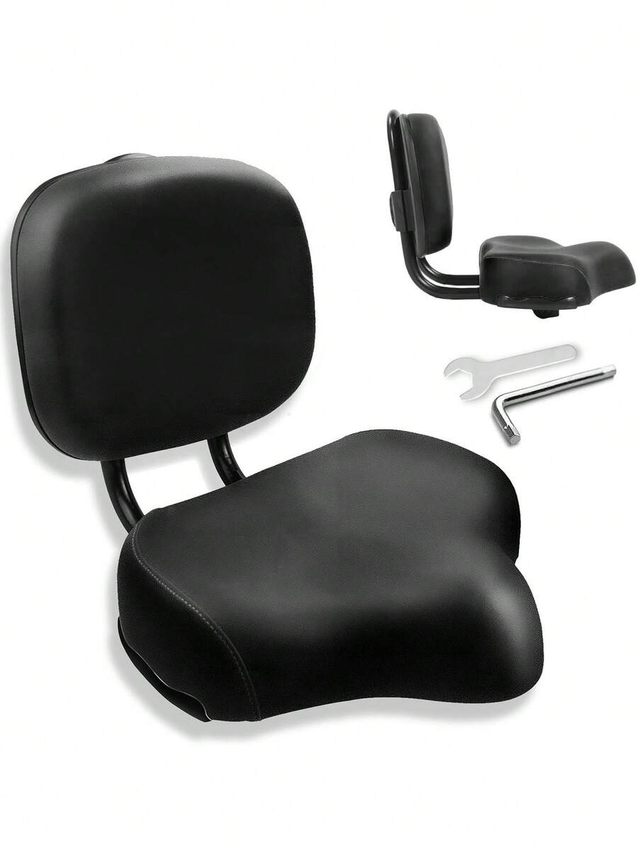 GLDYTIMES Oversized Electric Scooter Saddle With Backrest - Comfortable Wide Bike Seat Cushion Replacement, Extra Wide Bicycle Seat Wing Ergonomic Design, Shock Absorbing, Waterproof, Universal