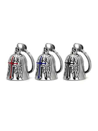 1 Campana de Ángel de la Guarda universal para motocicleta y bicicleta, campana de ala de ángel de motocicleta punk retro, de amplia aplicación: la campana de motocicleta es muy fácil de usar y se puede colgar fácilmente en motocicletas, SUV, bicicletas, motos, camiones, mascotas, etc. Accesorio de campana de ángel de la guarda de motocicleta - llavero de buena suerte y colgante de conducción segura para motoristas, jinetes y mascotas