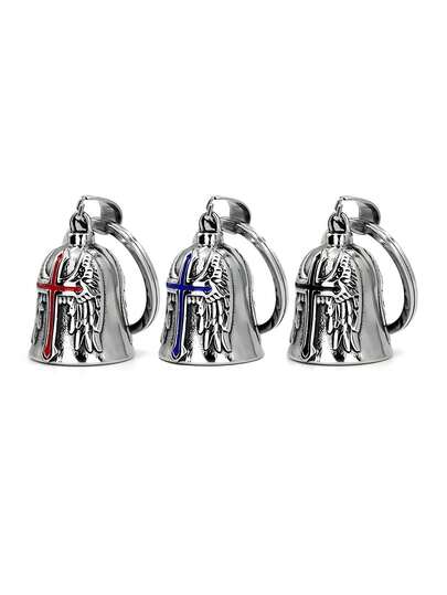 1 Campana de ángel guardián universal para motocicleta y bicicleta, campana de ángel con alas de motocicleta estilo retro punk, de amplia aplicación: la campana de motocicleta es muy fácil de usar y se puede colgar fácilmente en motocicletas, SUV, bicicletas, motos, camiones, mascotas, etc. Accesorio de llavero y colgante de buena suerte del ángel guardián de la motocicleta para motociclistas, jinetes y mascotas