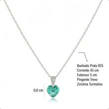 925 Silver Plated Semi-Jewelry Kit With Necklace, Earring And Heart Bracelet – Ideal Gift For Mother's Day - 電氣石 - 查看 5