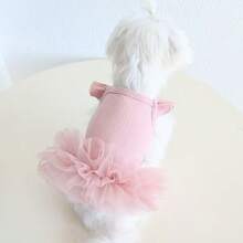 Vestido de princesa con mangas con volantes para perros y gatos pequeños como poodle, bichón frisé, pomerania, maltés, Yorkshire Terrier, etc. Atuendo para fiesta de cumpleaños, primavera/verano