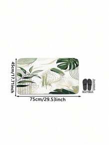 1/3pcs Modern Home Green Leaf Pattern Bathroom Set, Including Bath Mat, U-Shaped Mat, Toilet Seat Cover, Anti-Slip Thick Soft Carpet Mat For Bathroom, Toilet, Living Room, Washable