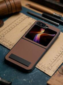 1 Piece Fold Phone Case With Holder Compatible With Galaxy Z Flip 6 Case, Hard PC Protection Shockproof Protective Case With Stand Compatible With Galaxy Z Flip 5, Multi-Functional Foldable Holder Case For Z Flip 4 Phone Cover, Z Flip3 Phone Case With Texture Leather, Useful Phone Cover Accessories Compatible With Galaxy Z Fold 6, Cool Classic Foldable Phones Compatible With Galaxy Z Fold 6, Unique Galaxy Z Fold 4/3 Bumper.