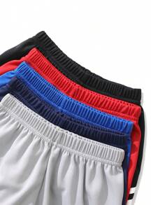 5pcs Boys Sports Shorts, Casual Breathable Running Shorts, Mesh Basketball Shorts, Football Shorts, Suitable For 4-12 Years Old, Summer