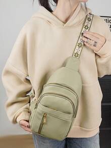 1 PC Green PU Leather Travel Bag Chest Bag Waist Bag Women's Bags,Multifunctional And Large Capacity Fashionable And Casual Large Capacity Portable Zipper Shoulder Bag Underarm Bag,Storage For Travel Cosmetics, Cell Phones, Keys, And Sanitary Napkins,Suitable For Earphones, Chargers, Lipstick, Cosmetics, Perfume, Skin Care And Beauty Products, Student Supplies, Keys, Holiday Gifts - màu xanh lá - Xem 2