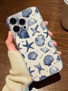 Etui na telefon Summer z niebieską powłoką i rozgwiazdą, odporne na zarysowania i wstrząsy, kompatybilne z P14 ProMax, P13, P11, P12, XR, 7/8, A03s, A03core, A04, A12, A13, A14, A21s, A22, A23, A24, A32, A33, A34, A51, A52, A53, A54, A71, A72, A73, S20FE, S21, S22, Redmi 9, 9A, 10A, 10C, Redmi Note 9, 10, 11, 12, 12C