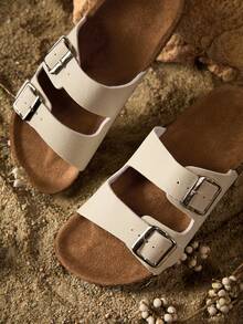 Tropiscape Fashion Buckle Flat Cork Slippers Summer Beach Slip On Outdoor Casual Slipper Vacay Vibes Vacation Relax Beach Autumn Winter Gifts