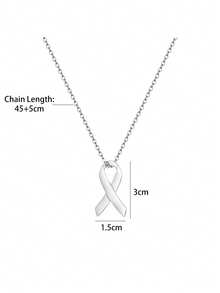 1PC Breast Cancer Ribbon Necklace In Gold, Silver And Rose Cancer Survivor Necklace Breast Cancer Awareness Jewelry - Silver - View 7