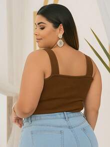 Plus Size Blouse Braided Neck Elasticity Plus Size Criss Cross Special Vintage Elegant Party Sexy Casual Cute Criss Cross Fabric Holiday Evening Daily Birthday Party Homecoming Bachelorette Party Travel - 鏽棕色 - 查看 2