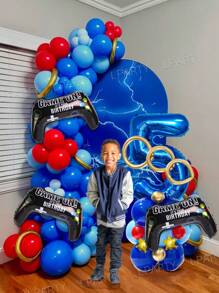 23-teiliges blaues & goldenes Ballon-Set für Gamer-Geburtstag - 32 Zoll blaue Nummer-Luftballons 0-9, Spielkontroller Folien-Luftballons, metallisch goldene lange Luftballons, 5 Zoll goldene Stern-Luftballons, 10 Zoll dunkel- und hellblaue Latex-Luftballons - perfekt für Gaming-Party Dekoration, Videospiel-Themen Geburtstag Dekor, Arcade-inspirierter Hintergrund, Geschwindigkeit & Action Party-Stil