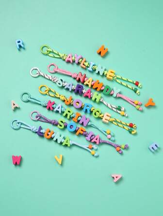1pc Customized Colored Acrylic Letters Ring Open Buckle Keychain 7 Kinds Of Rope Colors Weaving Beaded Personalized Pendant Bag Decorative Chain Graduation Gift Ideal Gifts For Family Friends Workers,Home & Living,Haunt Your Home, Autumn Home Refresh, Xmas Decoration,Home Harmony