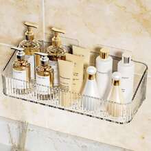 1/2pcs Bathroom Shelf, Home Rustproof Hanging Bathroom Storage Rack, Waterproof No-Drill Wall Mount Organizer For Shower, Toilet, Kitchen, Balcony