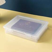 1 pieza Caja de almacenamiento de documentos transparente, impermeable y a prueba de polvo, organizador de archivos doméstico multifuncional, organizador de escritorio ahorra espacio para documentos importantes, certificados, papeles, licencias comerciales, adecuado para el hogar, la oficina, el dormitorio y la sala de estudio