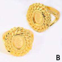 21k Gold-Plated Luxury Dubai Ring, Saudi Elegant Wedding Ring, Oman Islamic Women Party Jewelry - Coin Ring - View 5