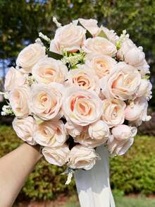 1 件装玫瑰伴娘花束抛花束适用于婚礼仪式周年纪念新娘送礼会婚礼派对装饰餐桌装饰情人节 - 彩色 - 查看 10