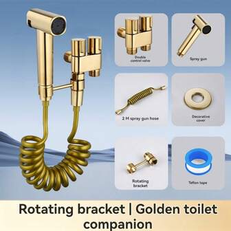 1 Set Bidet Sprayer With 2 Spray Modes, 1 In 2 Out Dual Control Valve, 2m/78.74in Soft Hose, Buttocks Cleaning Device, Washer And Toilet Handheld Sprayer Bidet Attachments Bathroom Accessories