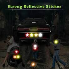 20 piezas de pegatinas reflectantes de seguridad con diseños de amor y pentagrama, aptas para coches, bicicletas, motocicletas, cochecitos, etc. Con patrón de escamas de pez, se pueden pegar en cualquier lugar. Mejora de la visibilidad. Pegatina de seguridad multifuncional. Amor 5*5cm, Pentágono 6*6cm (color y estilo aleatorios)