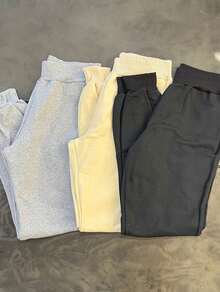 Kit Of 3 Warm Sweatpants Stylish Foreign Fashion Blogger Winter Plush Pockets Valentine's Day - Màu be đen và xám - Xem 1