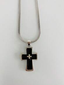 1 Piece Men's Y2K Blade Chain Cross Necklace Ins Style Dark Gothic Punk Style Necklace Niche Design Cool And Spicy Style