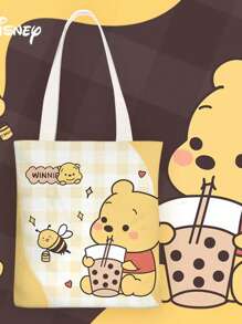 Disney Disney Pooh Bear Cartoon Chic Canvas Shoulder Bag, Minimalist & Suitable For Student School, Female,School Supplies,Back To School