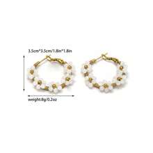 1 Pair Boho Stainless Steel Gold Plated Colorful Flower Earrings, Suitable For Women Daily/Beach/Party/Festival