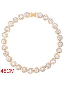 1pc Fashionable Women's Rhinestone Encrusted Round Tennis Chain Crystal Necklace, Shiny Hip-Hop Style Cuban Chain Jewelry, Valentine's Day Gift 2025