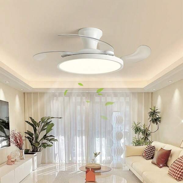 Ventilador de techo grande de 78W con luz LED regulable, 1 o 2 piezas, ventilador de techo portátil con 6 aspas, con control remoto, para salas de estar, dormitorios, cocinas, tiendas de campaña, campamentos, porches exteriores, fácil instalación