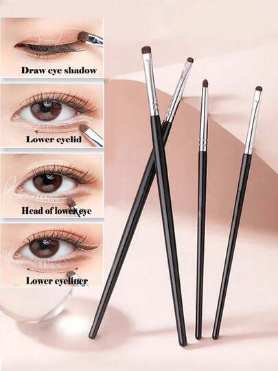 4/6pcs Precise Eyeliner Brush Set, Portable Eye Makeup Kit For Creating Various Eyeshadow Looks, Essential For Daily Use,Eyebrow Brush,Eyeshadow Brush,Spoolie,Spoolie Brush,Giveaways